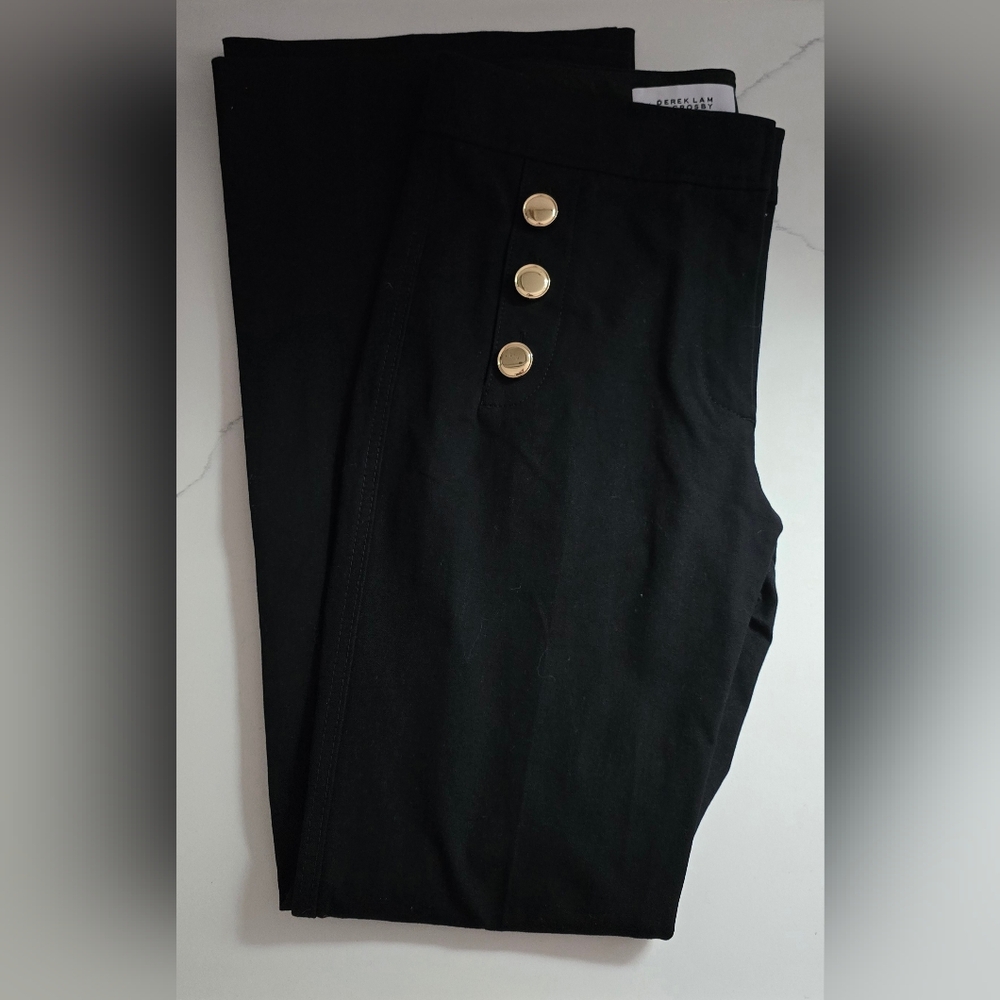 NWOT Derek Lam 10 Crosby Pants with Gold Button Accents Women's Size 8